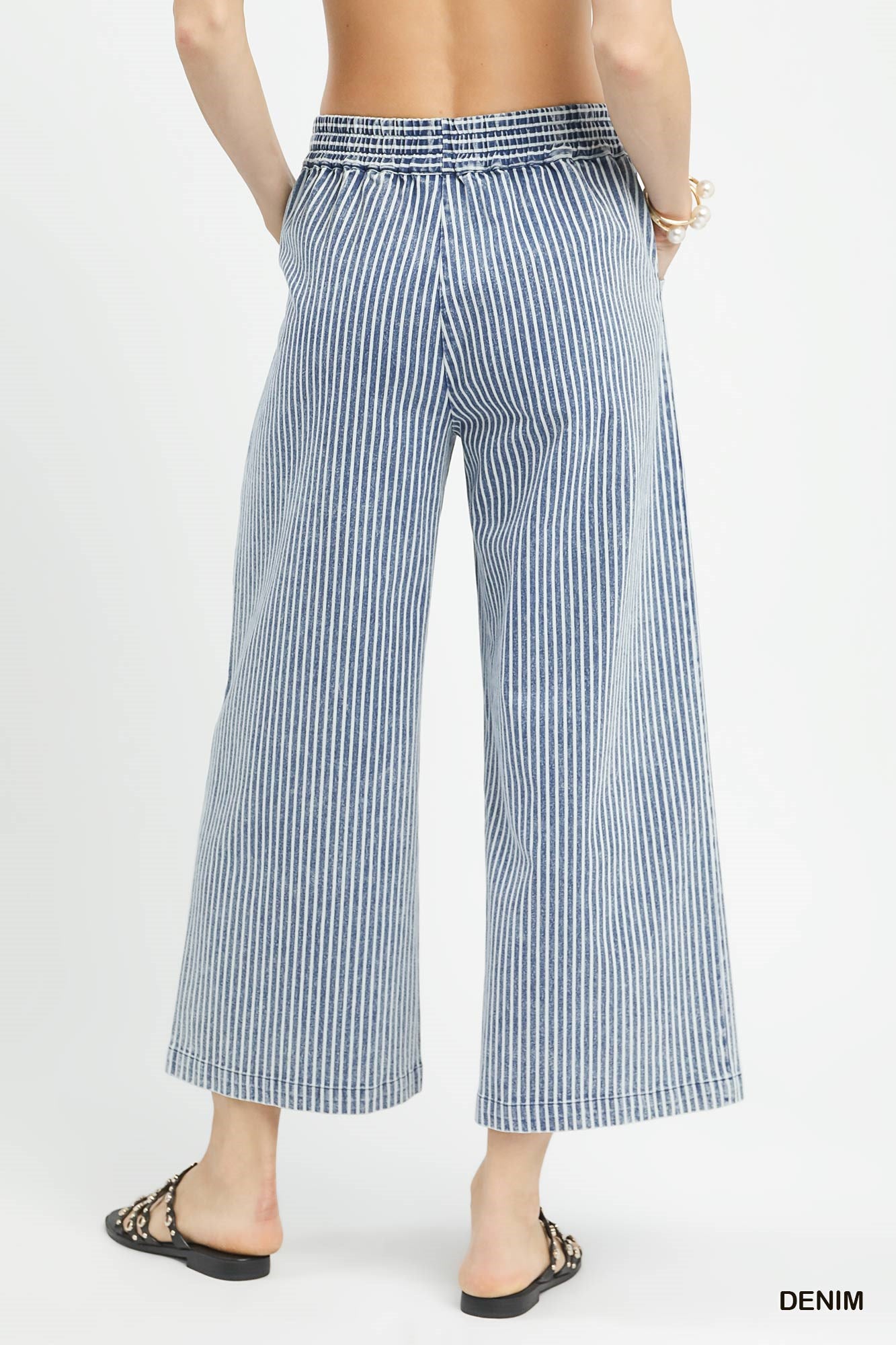 Stone Washed Striped Pants in Denim (REG)