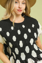 Hexagon Peplum Top in Black (REG)