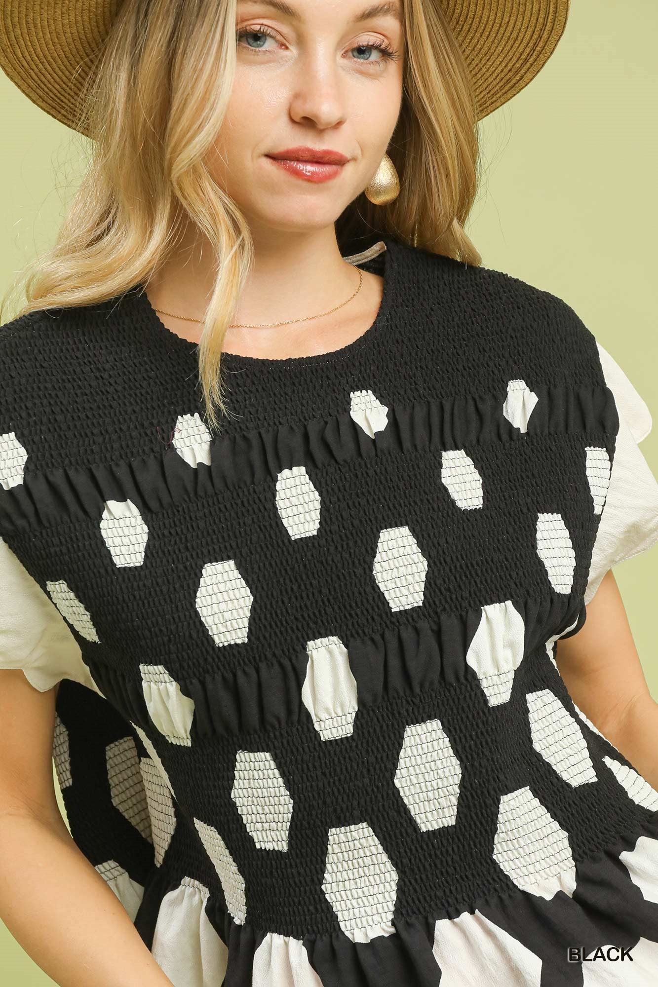 Hexagon Peplum Top in Black (REG)