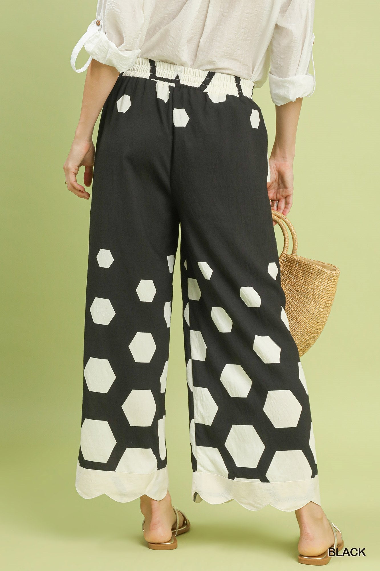 Hexagon Scallop Pants in Black (REG)