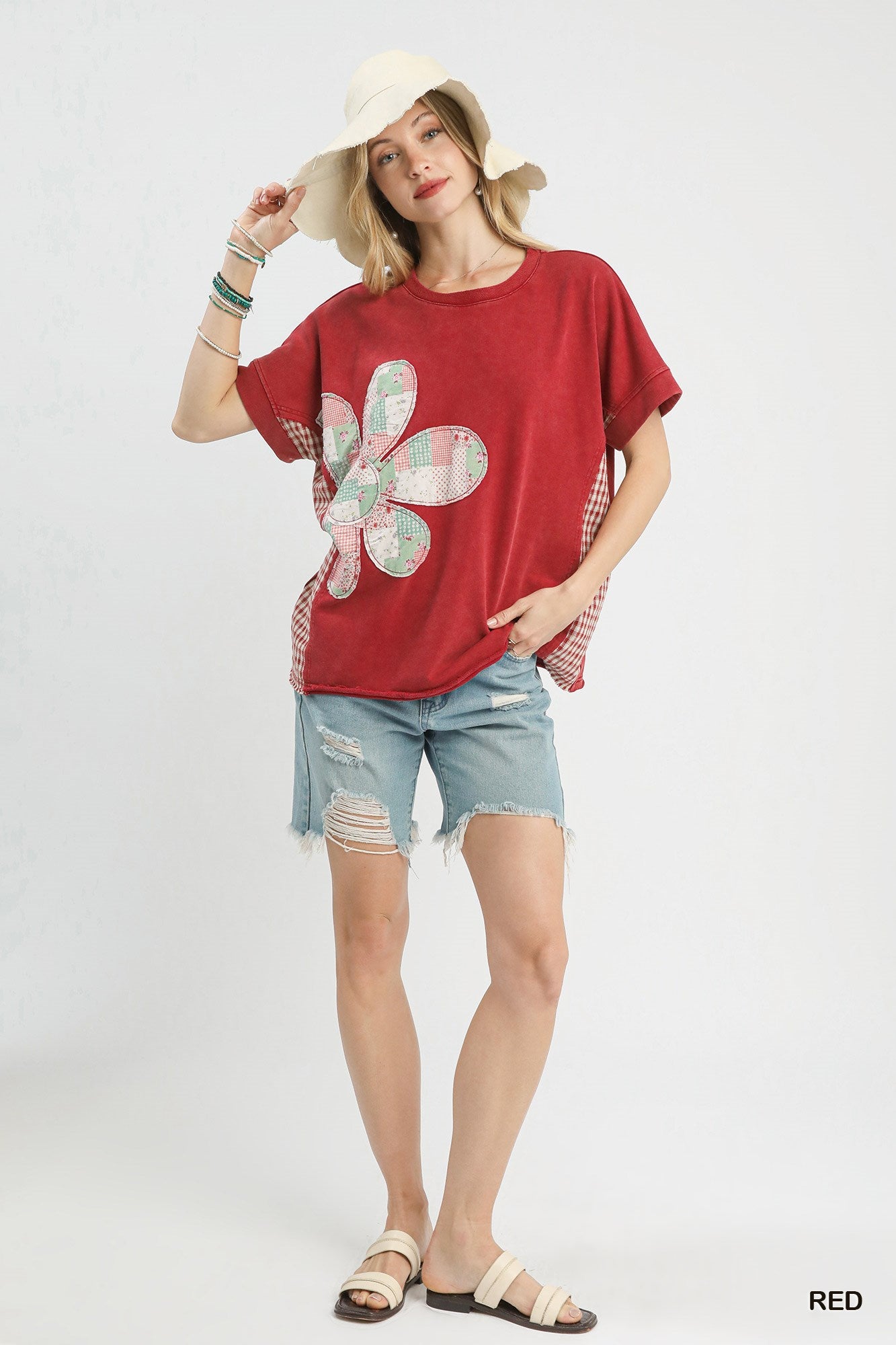 Red Patchwork Daisy Top (REG)