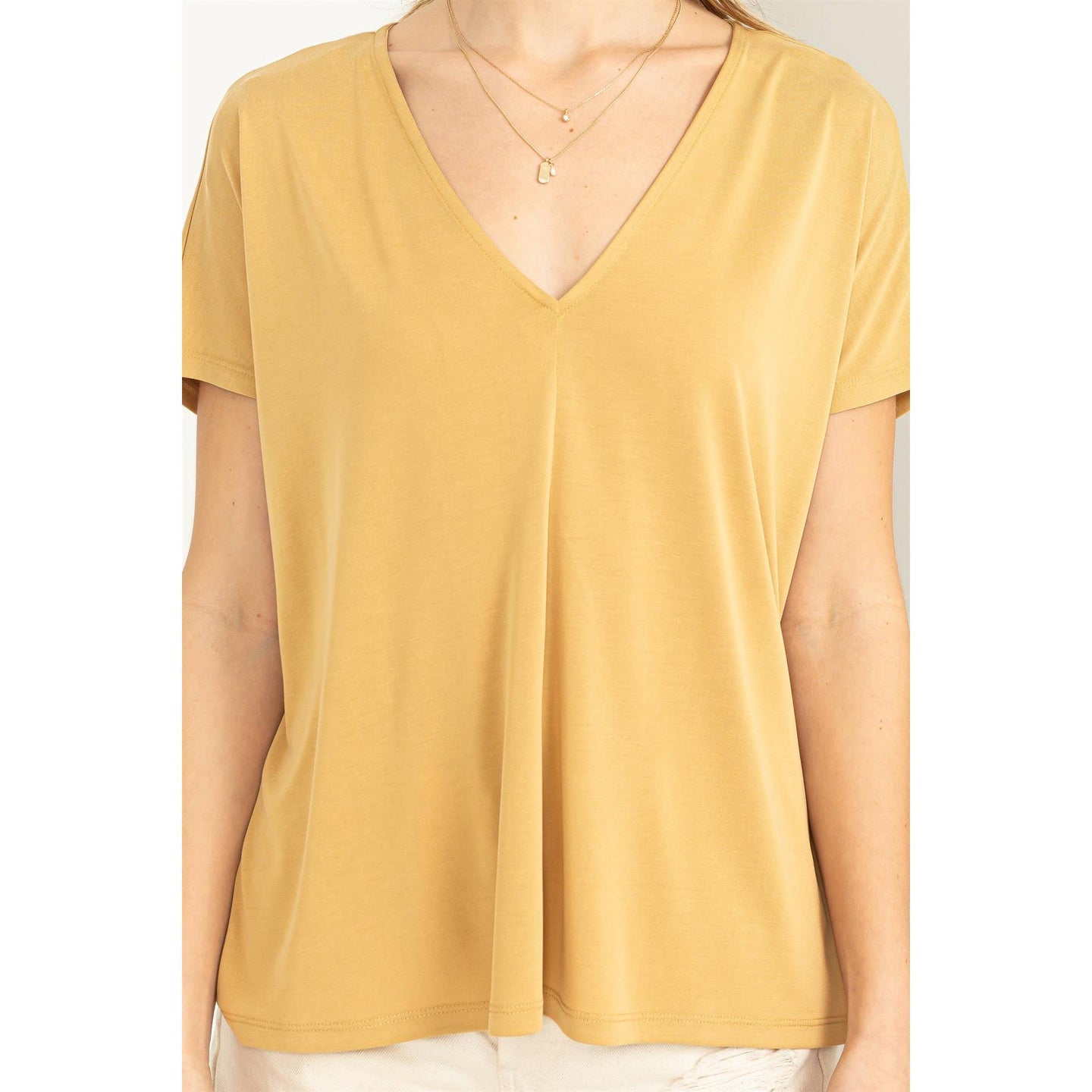 Classic V-Neck Dolman Top in Tortilla Brown (REG)