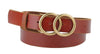 Thin Double Circle Most Wanted Leather Belt in Burnt Sienna