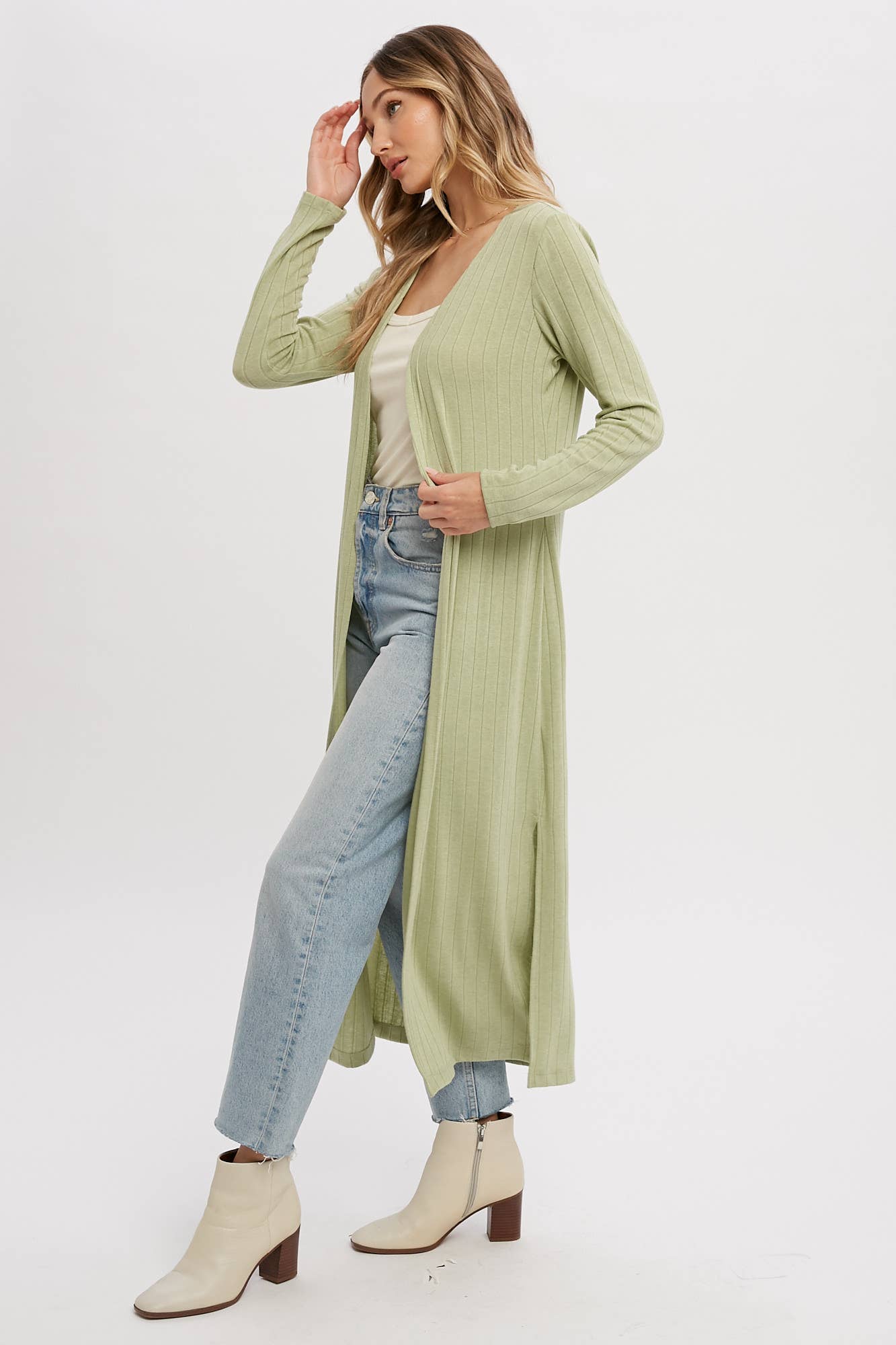 Ribbed Maxi Cardigan in Sage (REG)