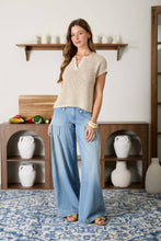 Sheer Knit Split Neck Top in Natural (REG)
