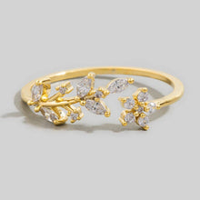 Delicate Rhinestone Leaf Ring