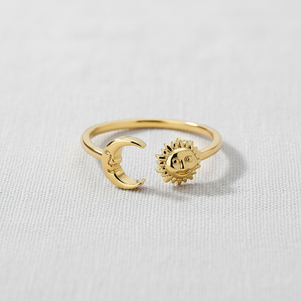 Sun and Moon Open Ring