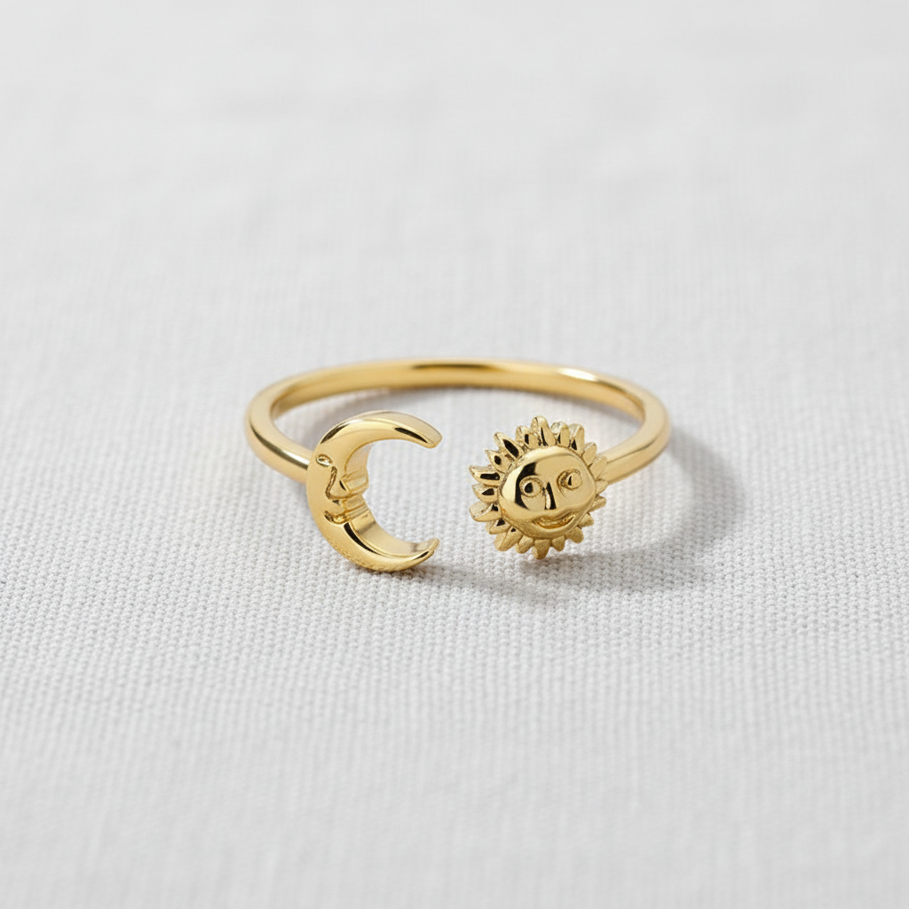 Sun and Moon Open Ring