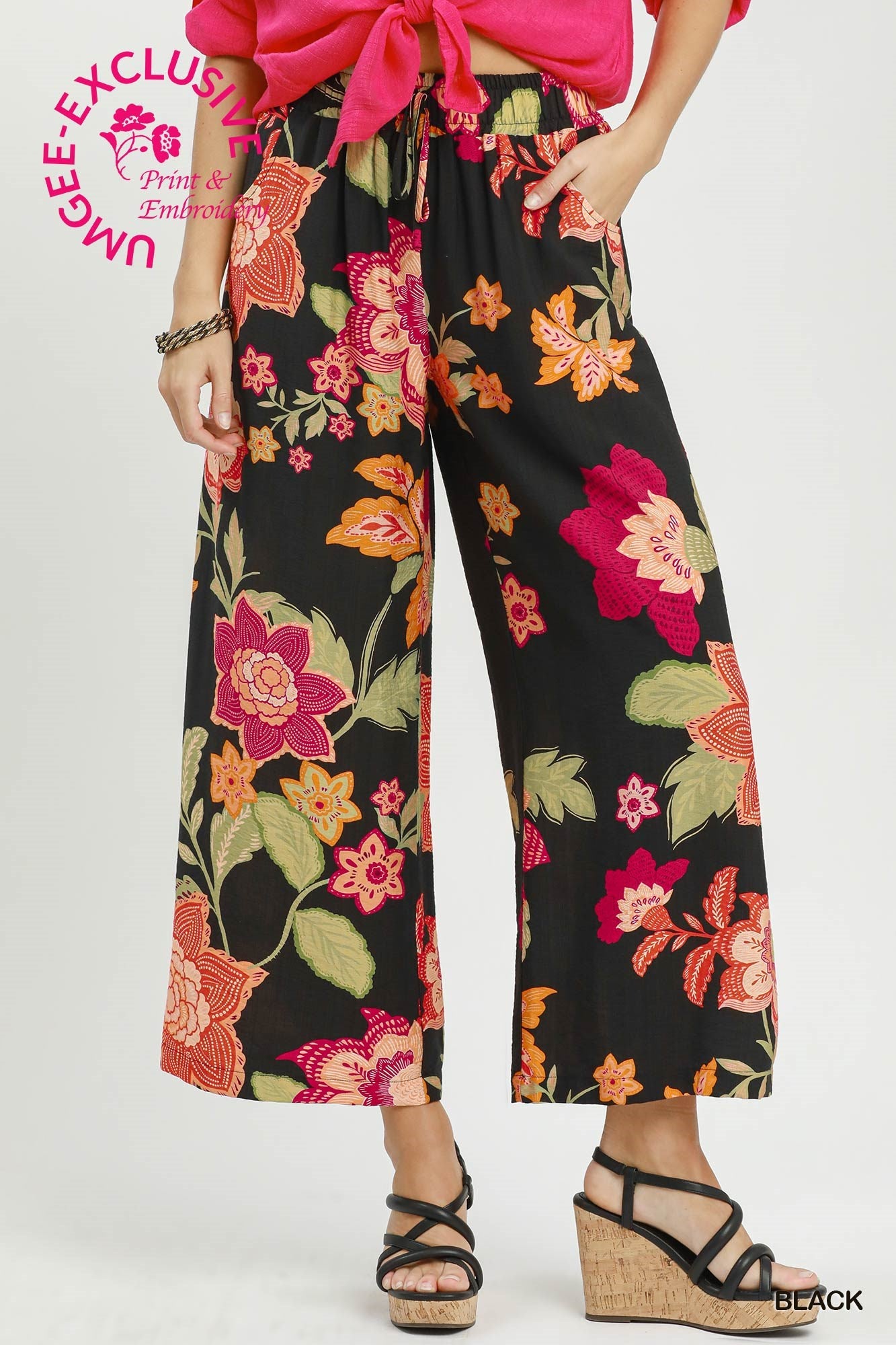 Darlene Floral Pants in Black (REG)