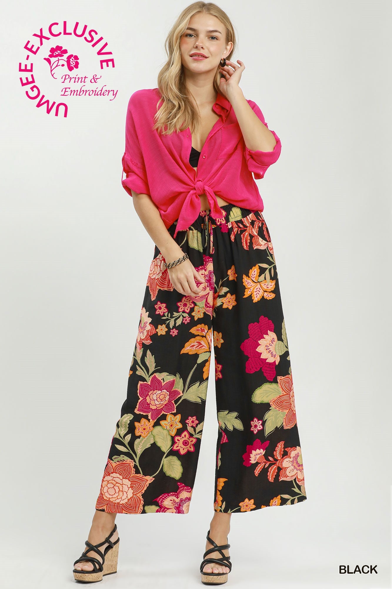 Darlene Floral Pants in Black (REG)