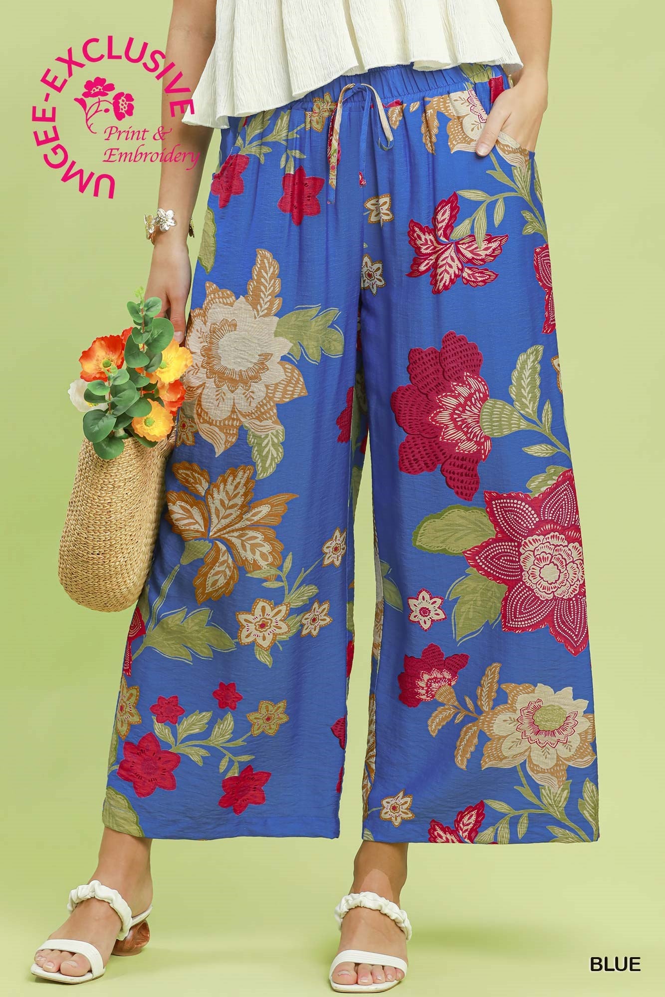 Darlene Floral Pants in Blue (REG)