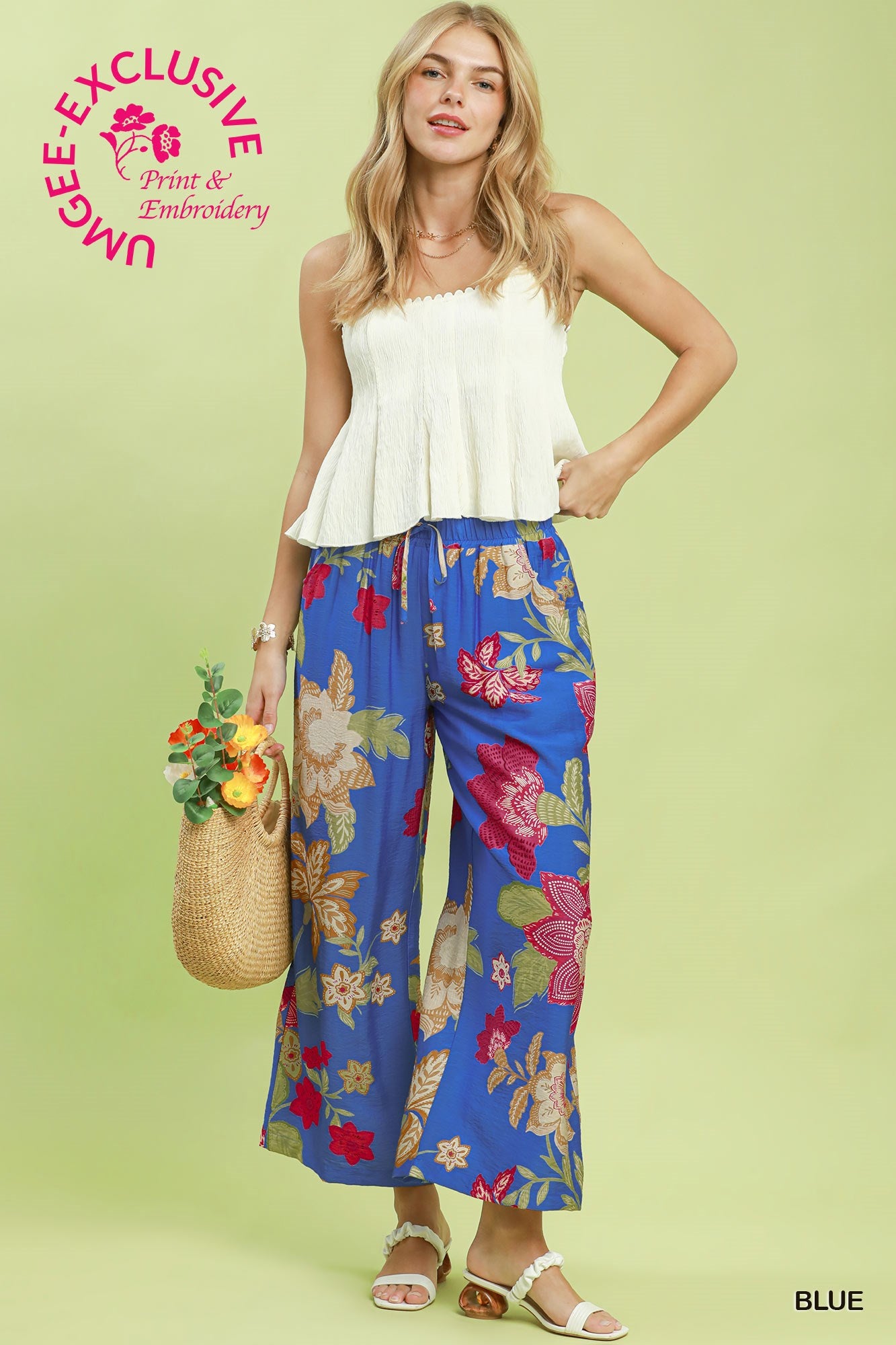 Darlene Floral Pants in Blue (REG)