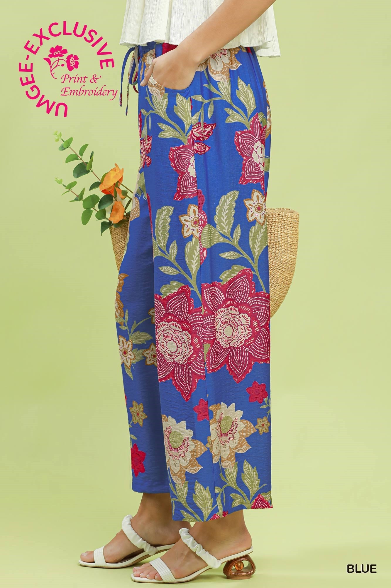 Darlene Floral Pants in Blue (REG)