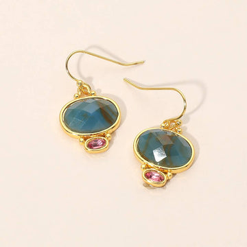 Oval Stone Dangle Earrings