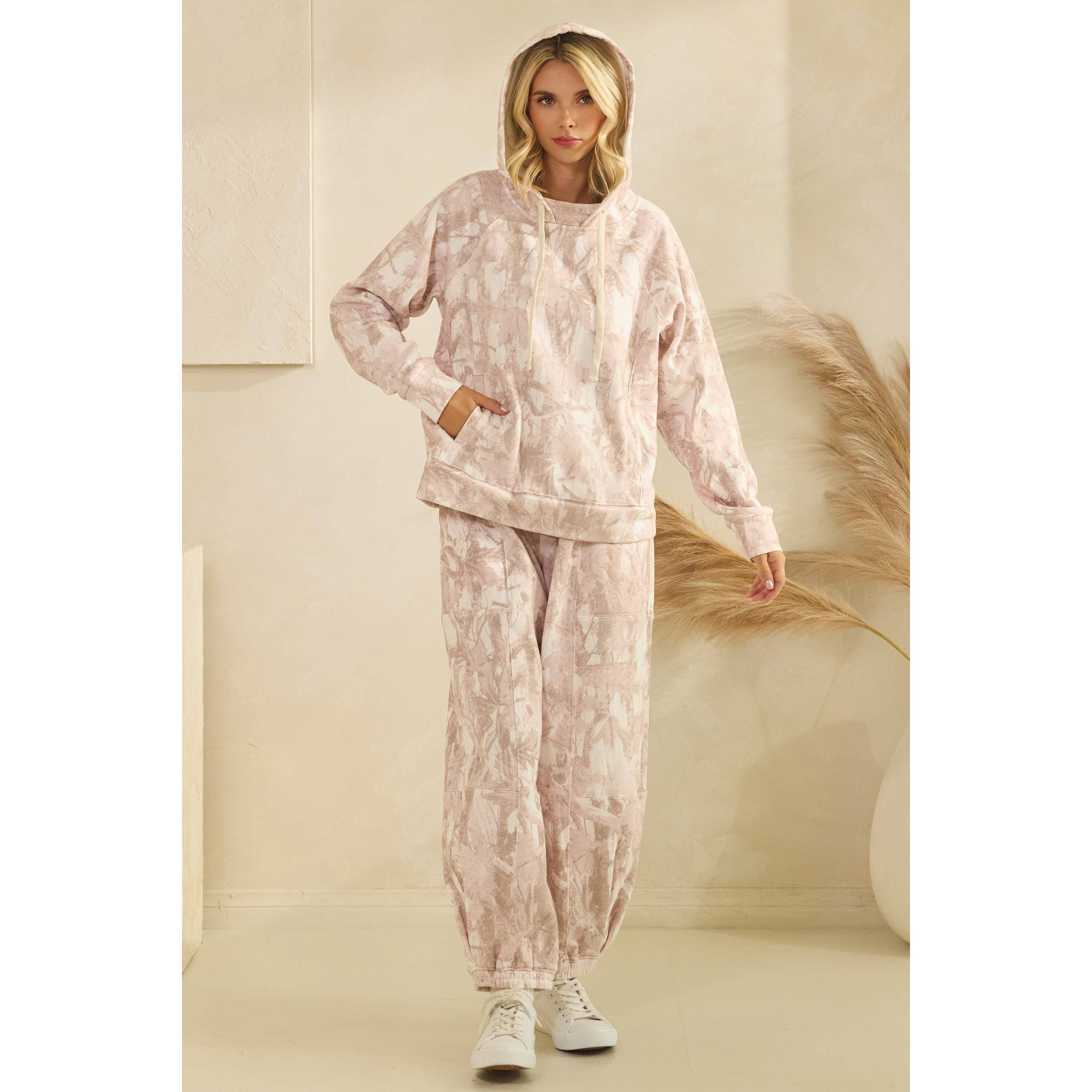 Printed French Terry Pants in Pink Camo (REG)