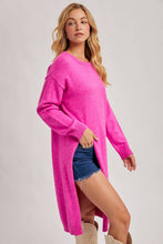 High Slit Longline Sweater in Hot Pink (REG)