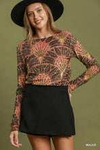 Botanical Velvet/Metallic Top in Mauve (REG)