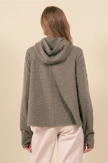 Embo Texture Hoodie Top in Army Green (REG)