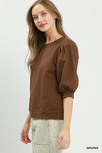 Puff Sleeve Sweatshirt Top in Brown (REG)