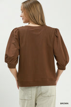 Puff Sleeve Sweatshirt Top in Brown (REG)