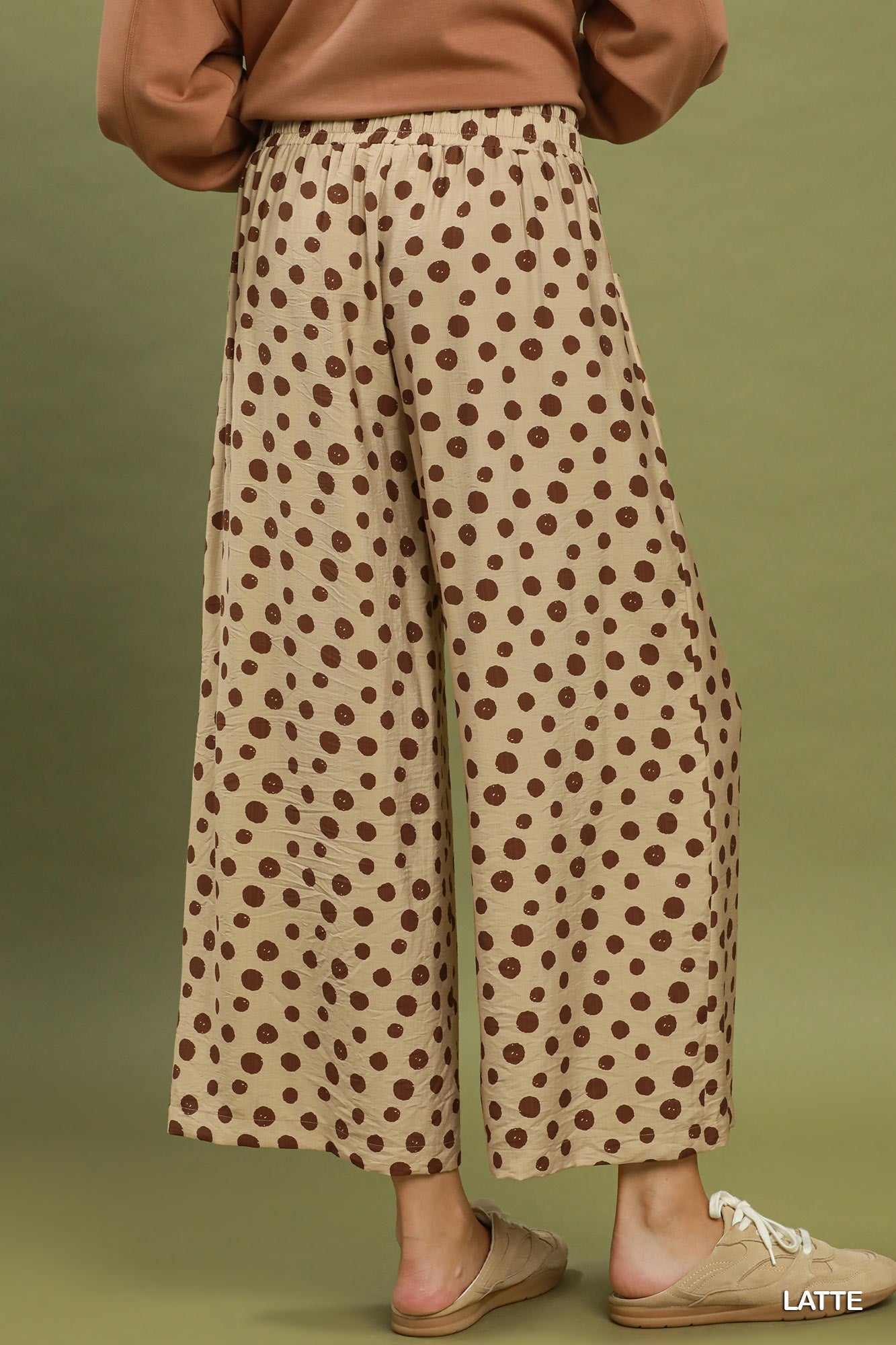 Drawstring Polka Dot Pants in Latte (REG)