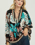 Tropical Split Neck Top in Black (REG)