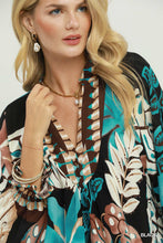 Tropical Split Neck Top in Black (REG)