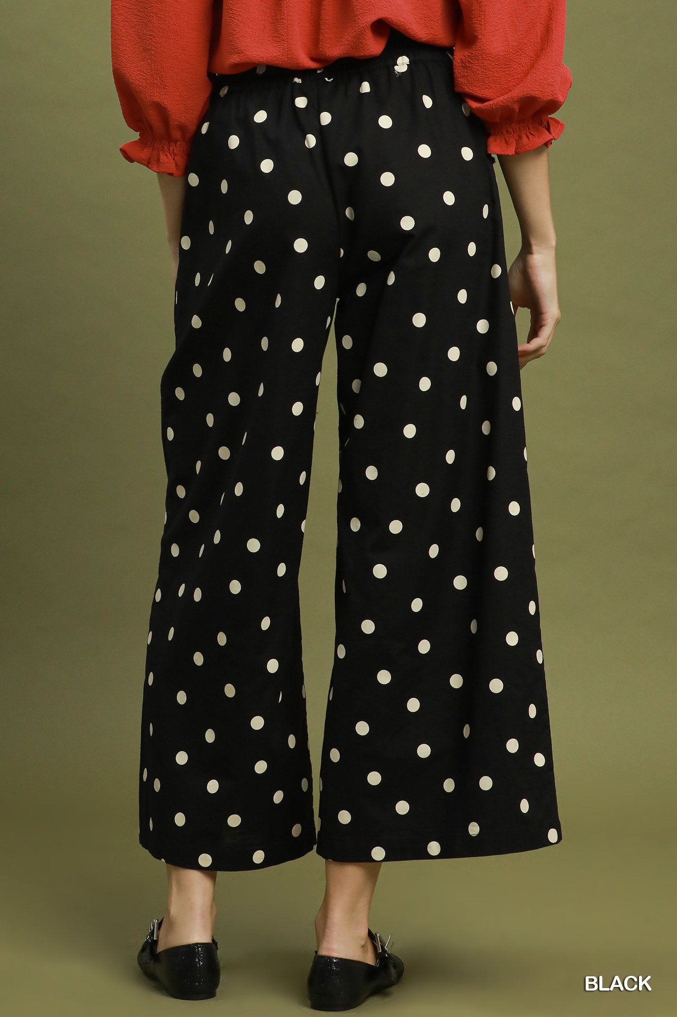 Linen Polka Dot Pants in Black (REG)