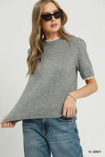 Scallop Trim Puff Sleeve Sweater in Grey (REG)