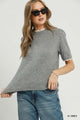Scallop Trim Puff Sleeve Sweater in Grey (REG)