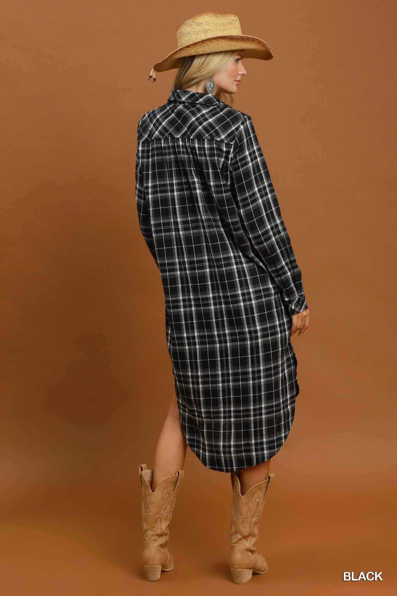 Black Plaid Shirt Dress (REG)