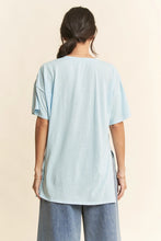 Bow Trim Color Block Top in Blue (REG)