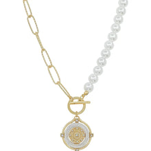 Half Pearl Coin Necklace