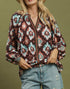 Brandy Medallion Print Top in Brown (REG)
