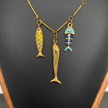18K Triple Fish Charm Necklace