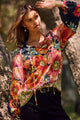 Bold Floral Blouse Top in Navy (REG)