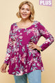 Sarah Floral Tunic Top in Plum (PLUS)