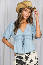Amie V-Neck Light Denim Top (REG)