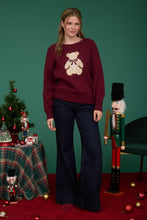 Teddy Bear Pullover Sweater in Burgundy (REG)