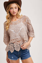 Classy Crochet Lace Top in Latte (REG)