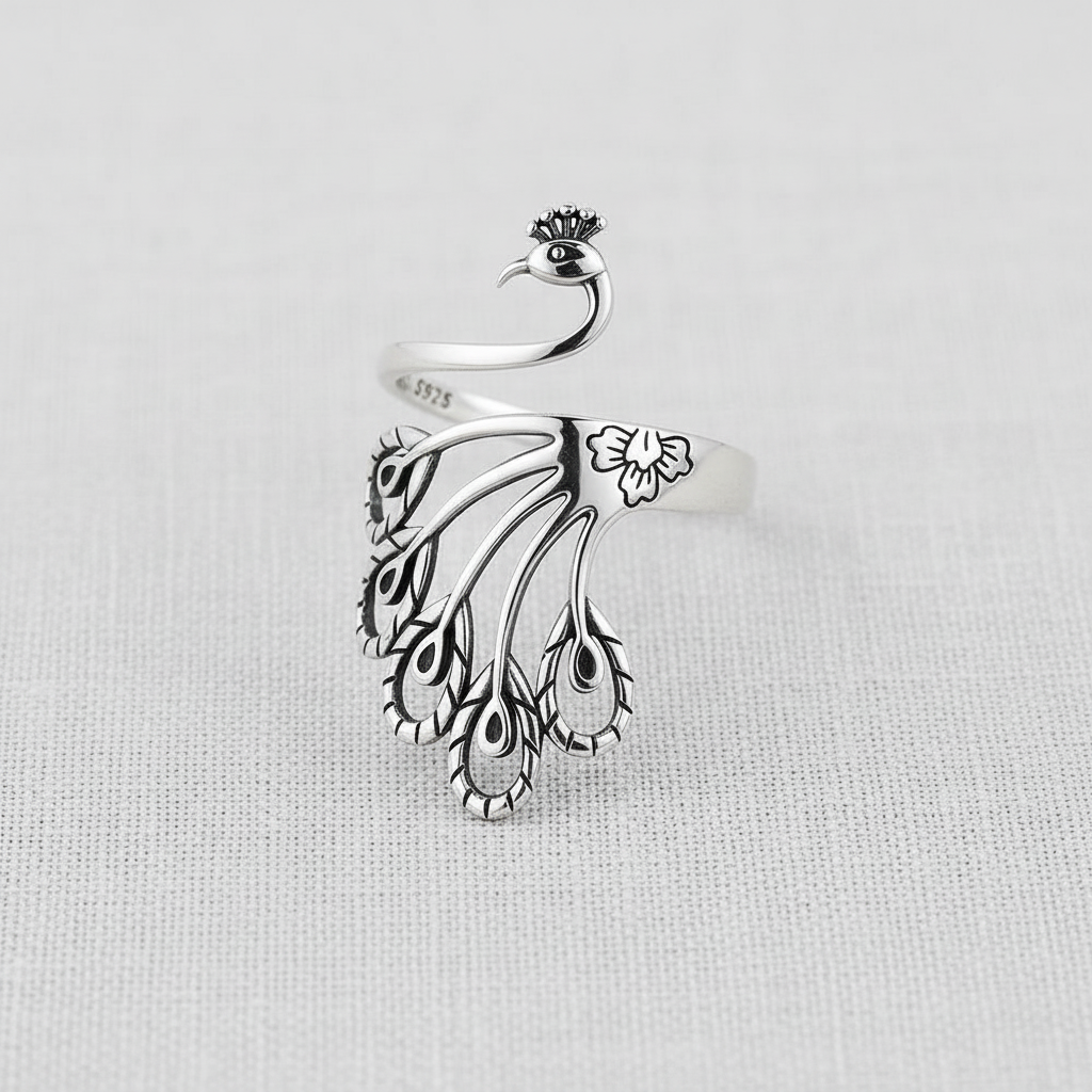 Silver Peacock Ring
