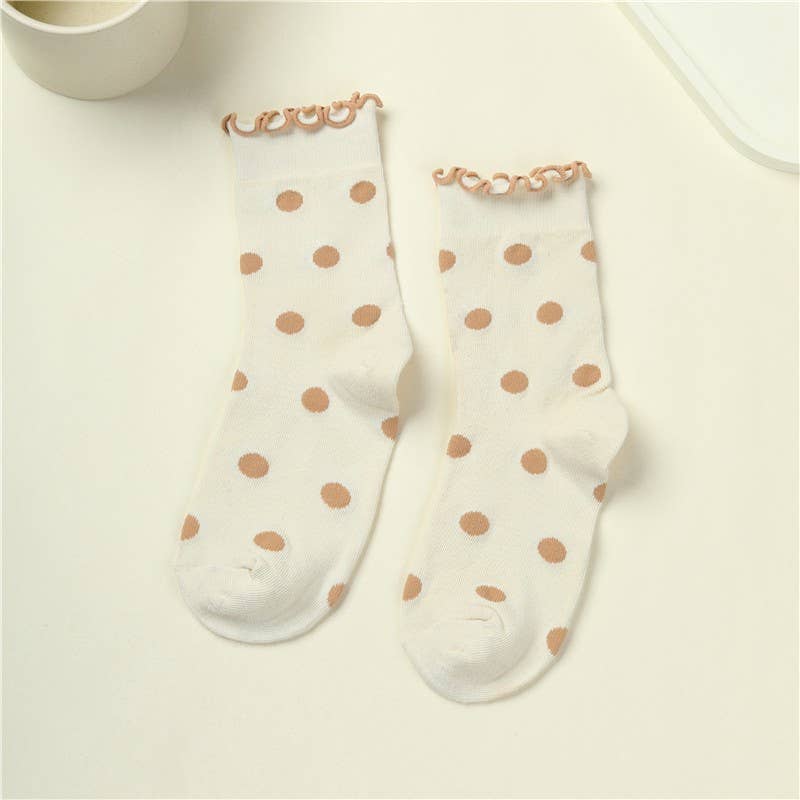 Ruffled Polka Dot Crew Socks