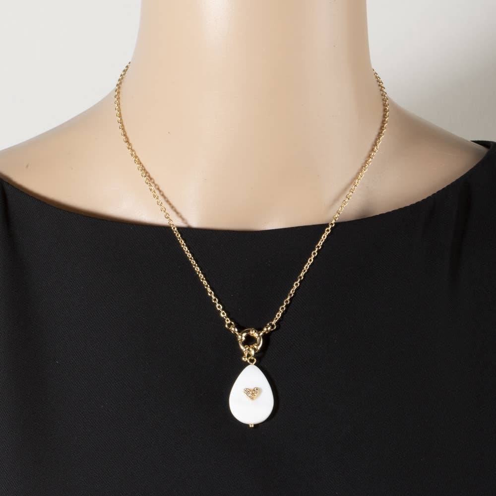 Shell Teardrop Heart Necklace