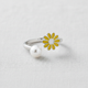 Daisy Pearl Adjustable Ring