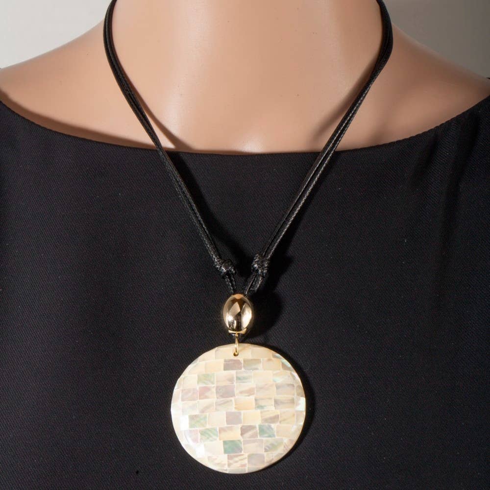 Mosaic Shell Disc Necklace