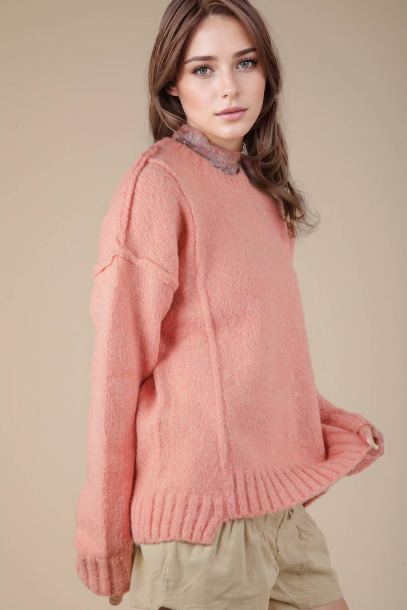 Fuzzy Feeling Pullover Sweater in Pink (REG)