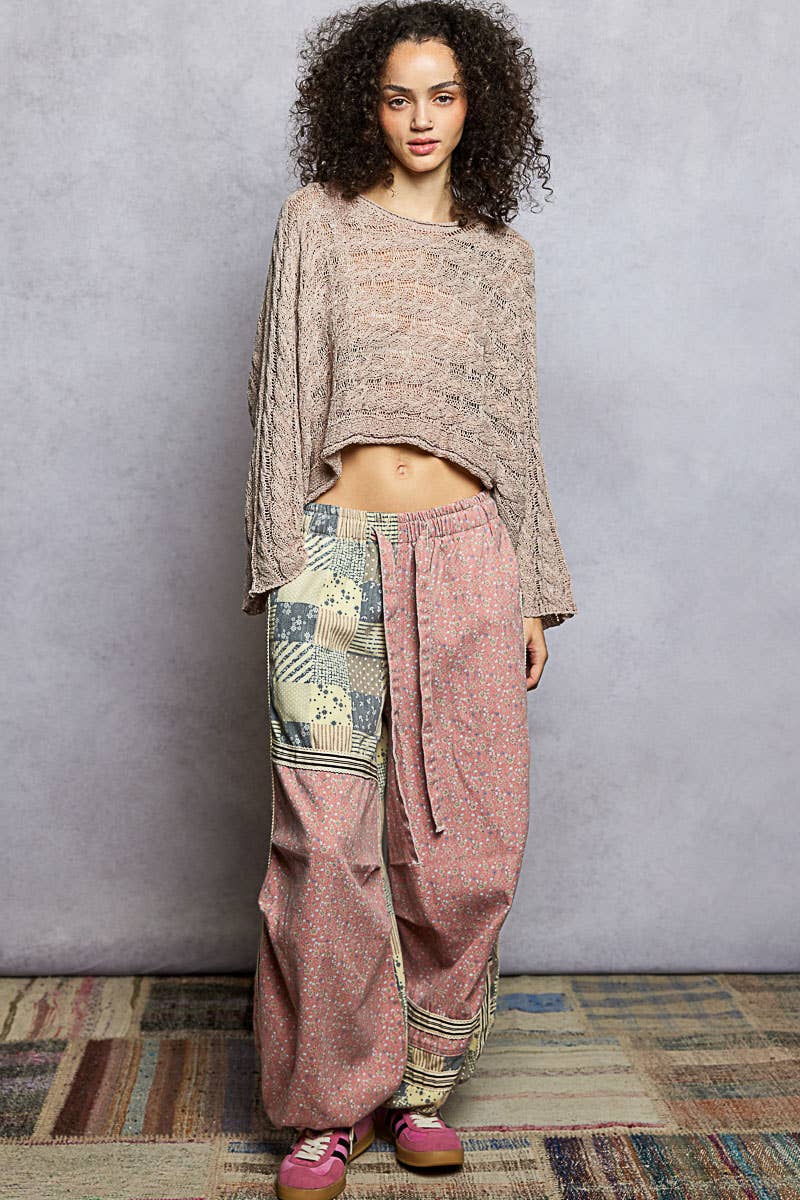 Cable Twist Crop Sweater in Caramel Almond (REG)