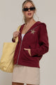 Cheetah Star Zip Up Hoodie Jacket in Burgundy (REG)