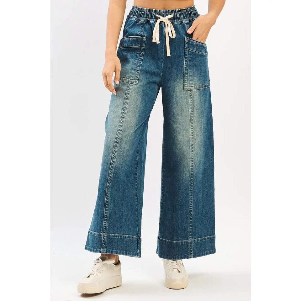 Wide Leg Drawstring Jeans (REG)