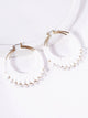 Pearl Beaded Raffia Hoop Earrings